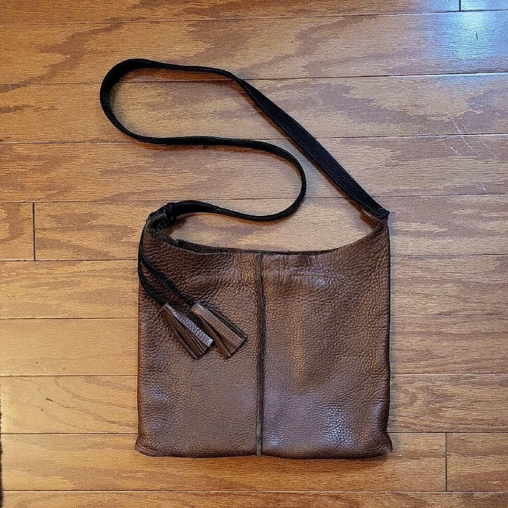 Vintage Brown Leather Crossbody Bag